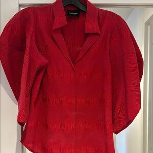 Rachel Comey Puff Sleeve Short Sleeve Red Women's Top